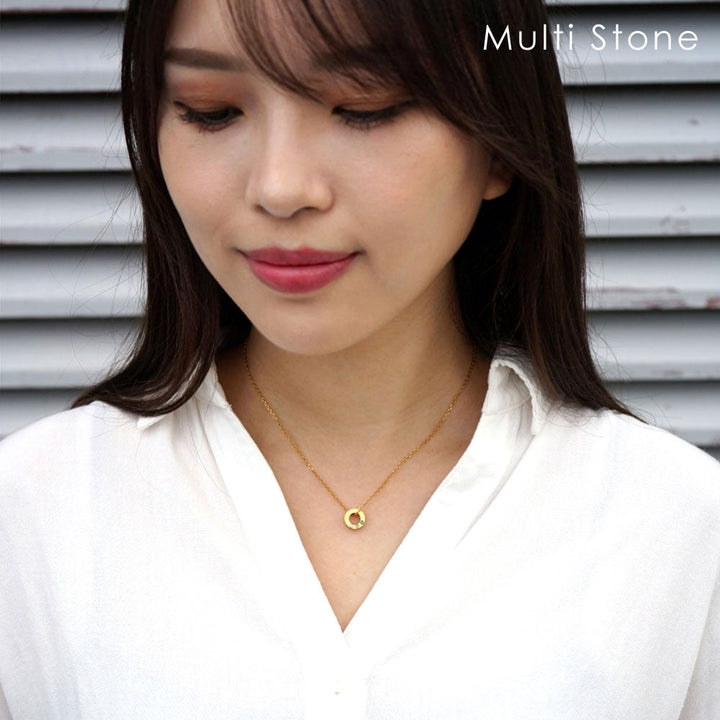 Alavel Hirthstone Multi-Stone Tube项链多石材APP0252